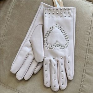 Steve Madden Pink Vegan Leather Studded Gloves L/XL Fur Lined NWT